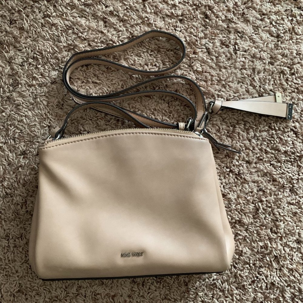 Nine West Beige Leather Crossbody Bag